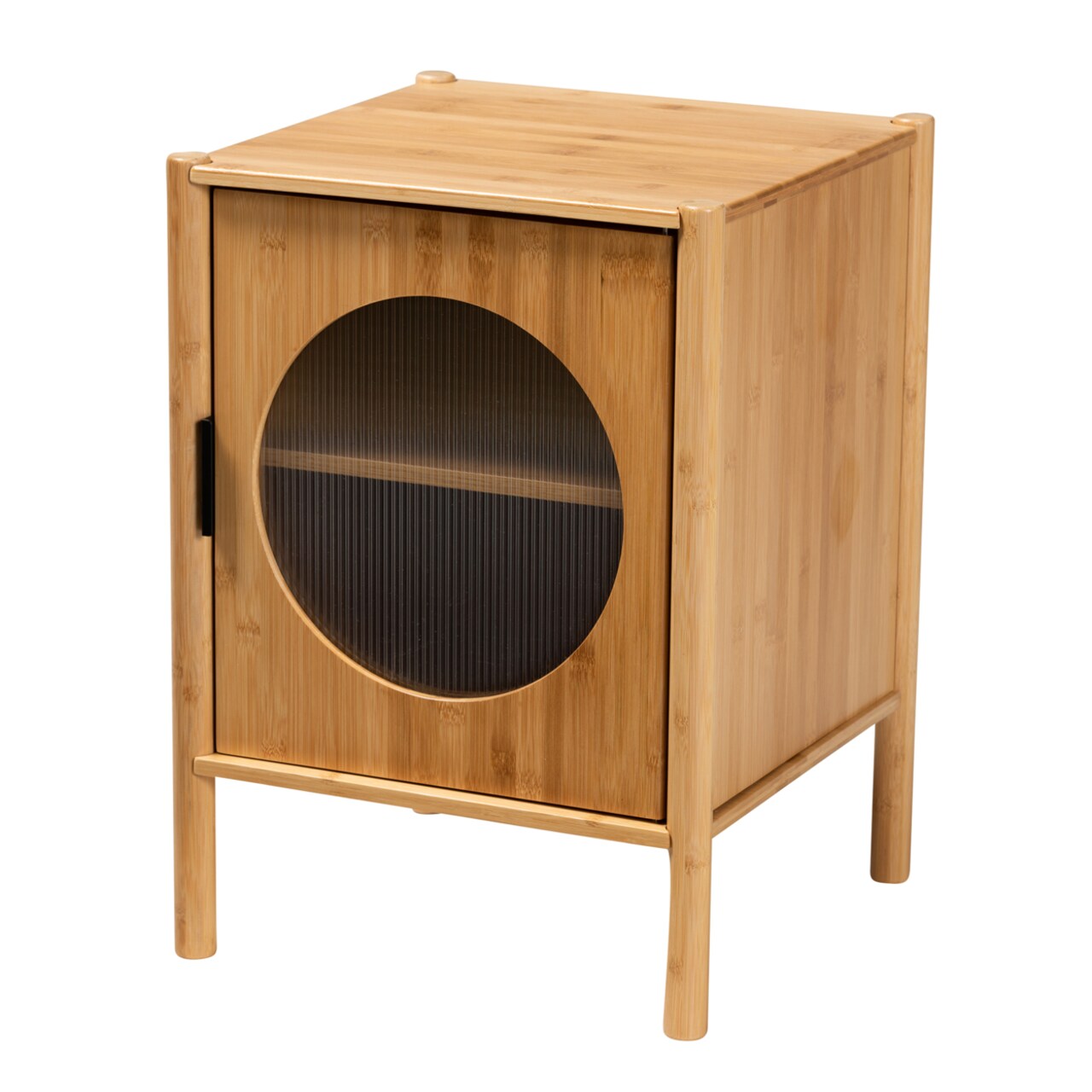 Wholesale Interiors Baxton Studio Naresh Mid-Century Modern Transitional Natural Brown Bamboo Wood 1-Door End Table